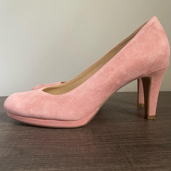 Naturalizer Michelle Peony Pink Suede Classic High Heels Platform Pump 6.5M - Picture 2 of 12